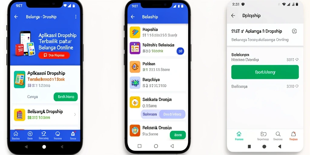 Antarmuka aplikasi 9ET yang mudah digunakan untuk dropshipping.