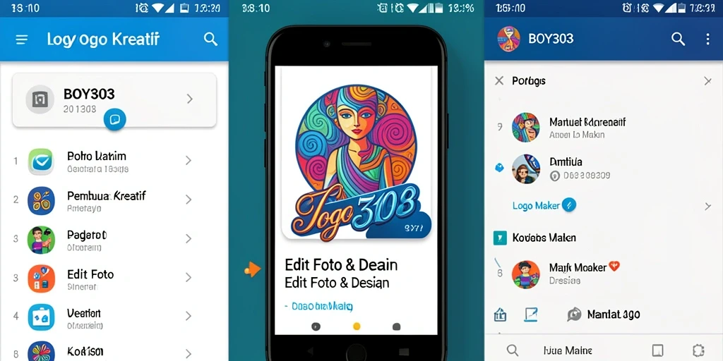 Antarmuka BOY303 yang simpel dan fungsional untuk desain logo.