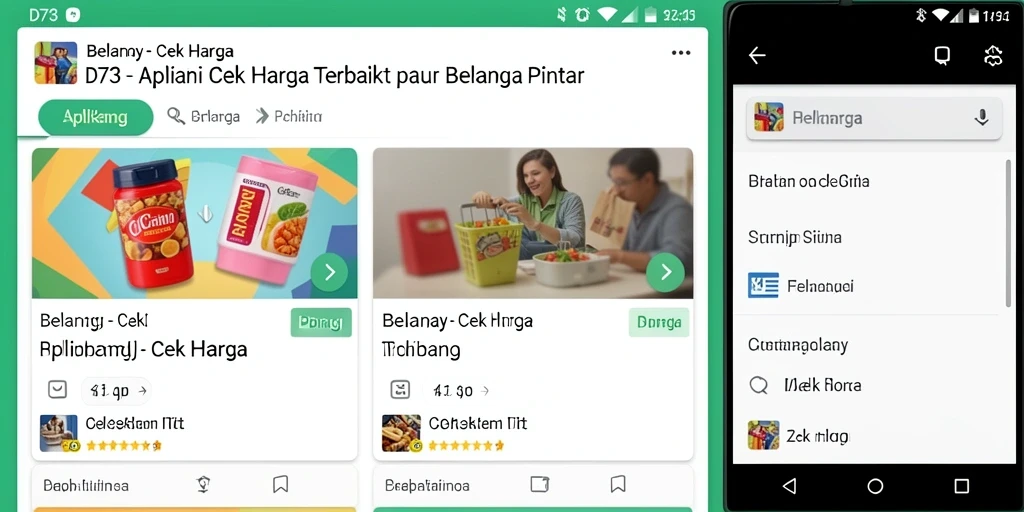 Antarmuka aplikasi D73 dengan fitur Cek Harga yang mudah digunakan.