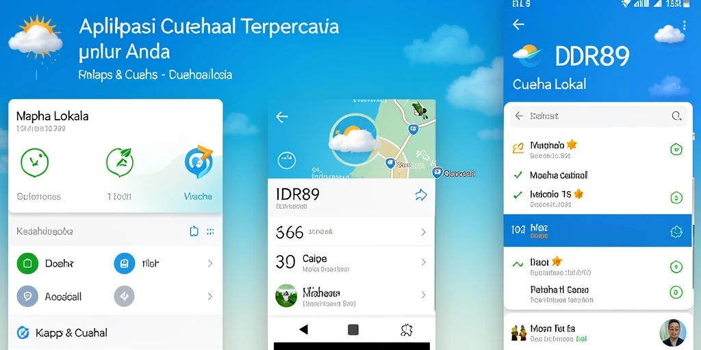 Antarmuka pengguna IDR89 menampilkan data cuaca lokal yang lengkap.