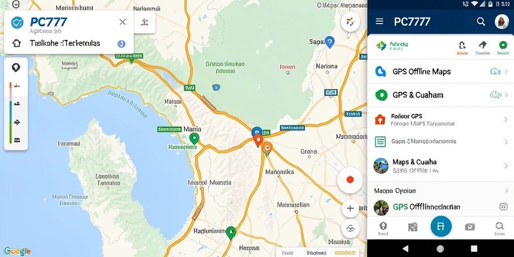 Antarmuka aplikasi PC777 yang mudah digunakan untuk GPS Offline Maps.