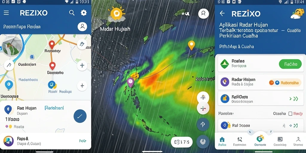 Tampilan antarmuka aplikasi Radar Hujan REZIXO yang intuitif.