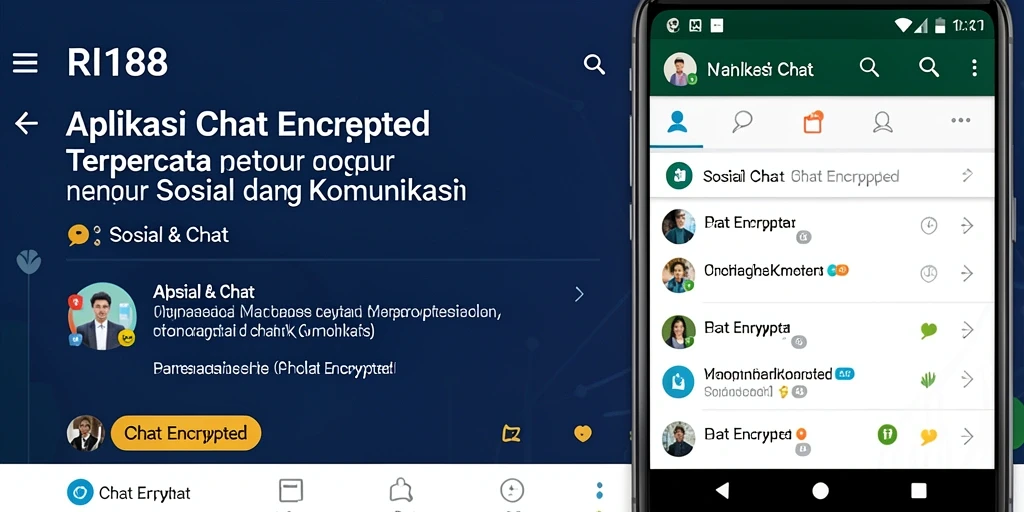 Screenshot utama antarmuka aplikasi RI188 menampilkan fitur Chat Encrypted dengan jelas.