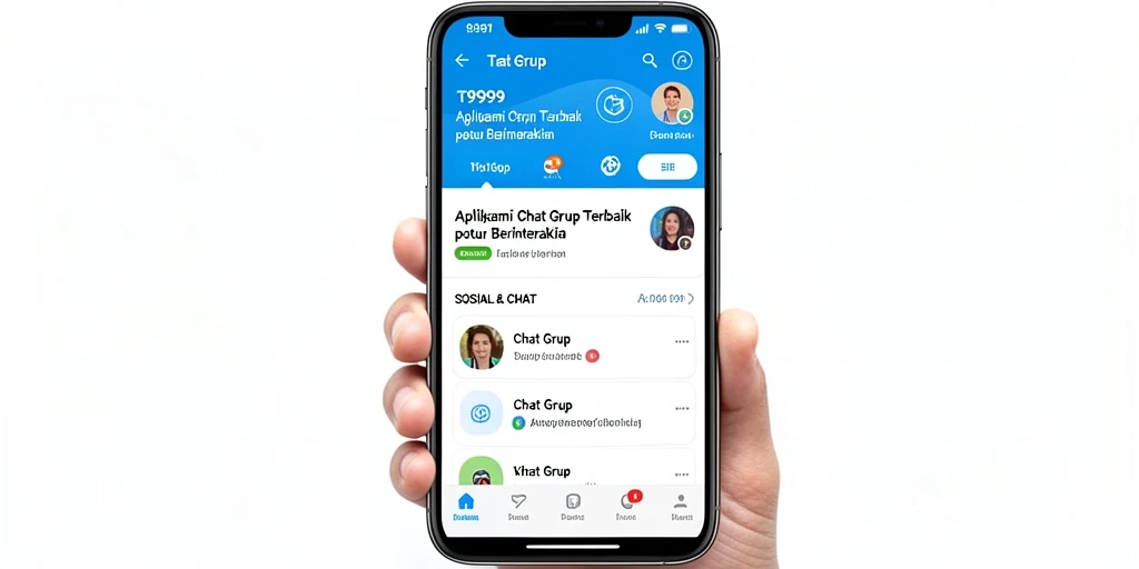 Tampilan antarmuka aplikasi T9999 yang menarik dan fungsi Chat Grup yang intuitif.