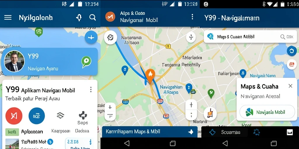 Screenshot utama Y89 menunjukkan antarmuka aplikasi Navigasi Mobil yang intuitif.